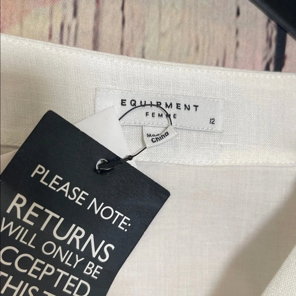 White Linen Equipment Dress 12 - Picture 2 of 9